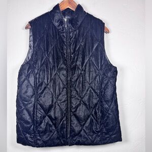 Koret Vintage Velvet Black Quilted Outerwear Vest Size Large